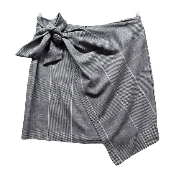 Who What Wear Skirt Womens 8 Wrap Plaid Black Asymmetrical Clueless Prep Ivy - Picture 13 of 14